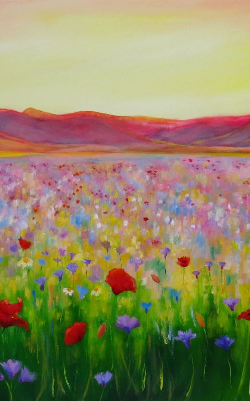 Flowers in a Landscape by Maureen Greenwood