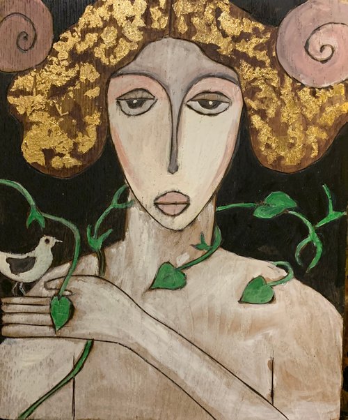 Guinevere, lady with a bird by Paul Simon Hughes
