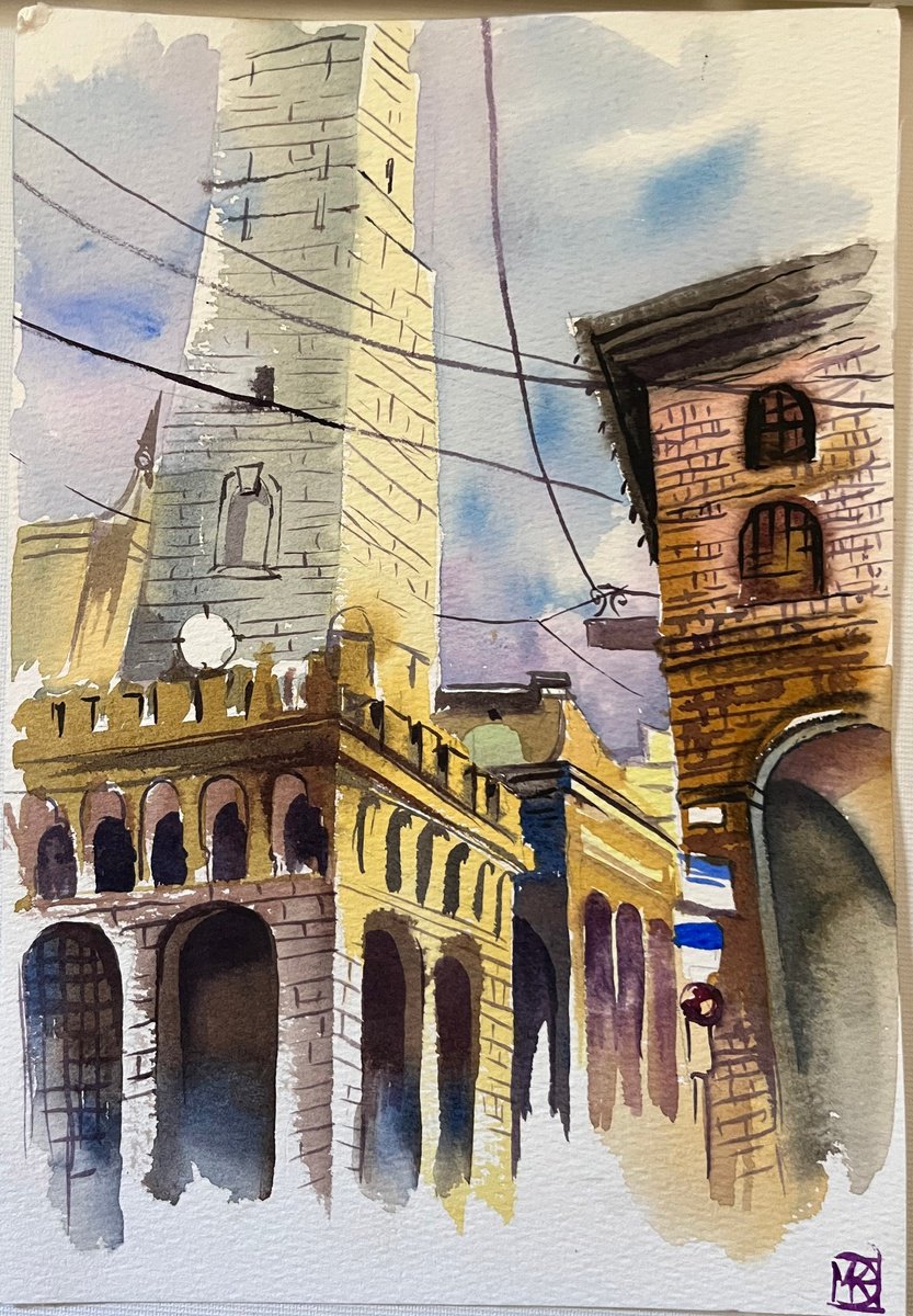 Impressionistic Cityscapes Watercolour By Maria Kireev, 7 X 10", Autumn In France #2, Original Artwork