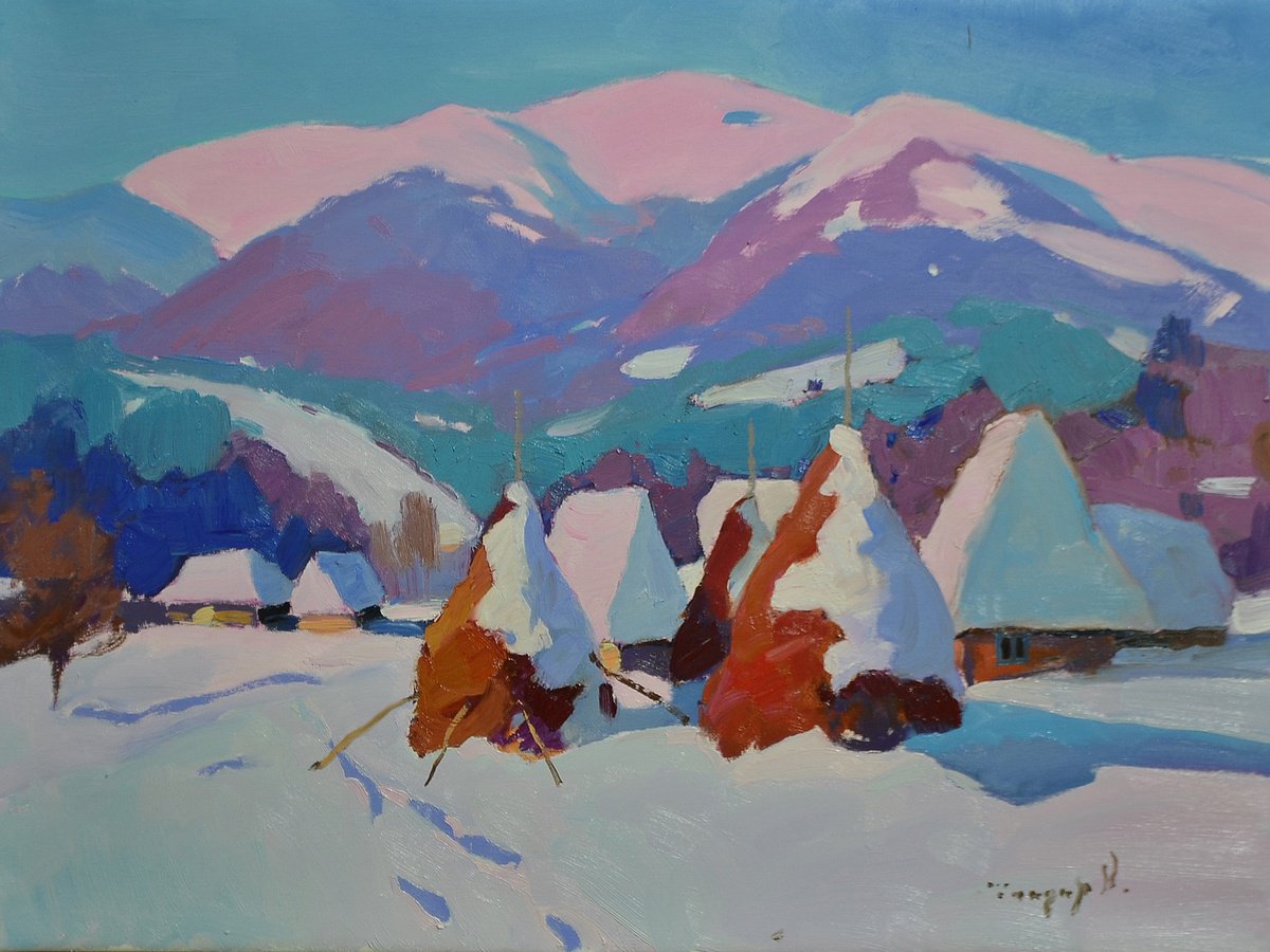 Snow covered haystacks by Alexander Shandor