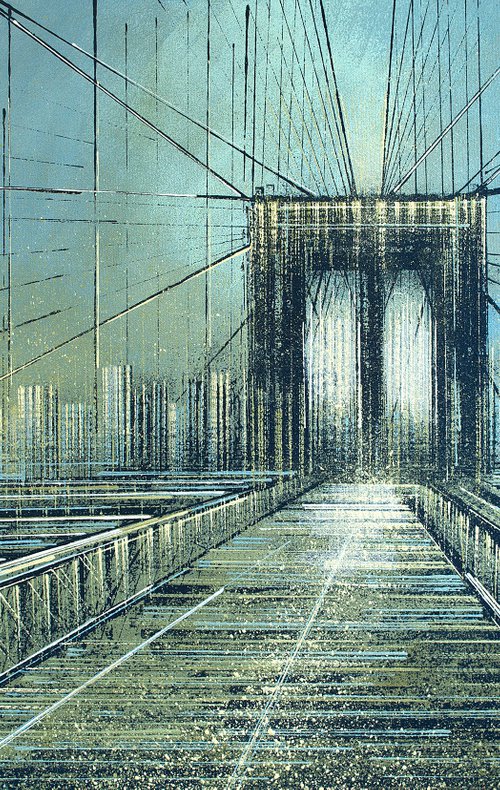 New York - The Brooklyn Bridge As Night Falls by Marc Todd