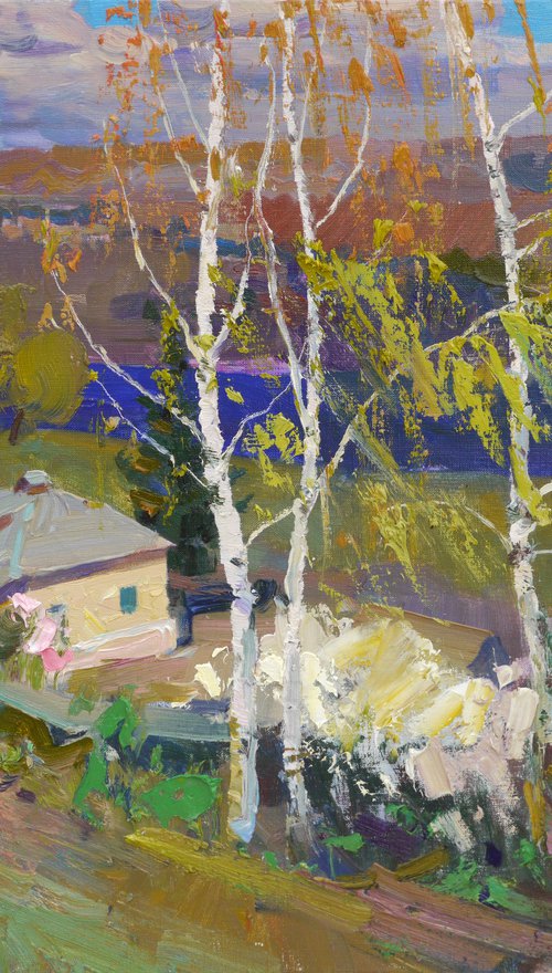 Birch trees in April by Victor Onyshchenko
