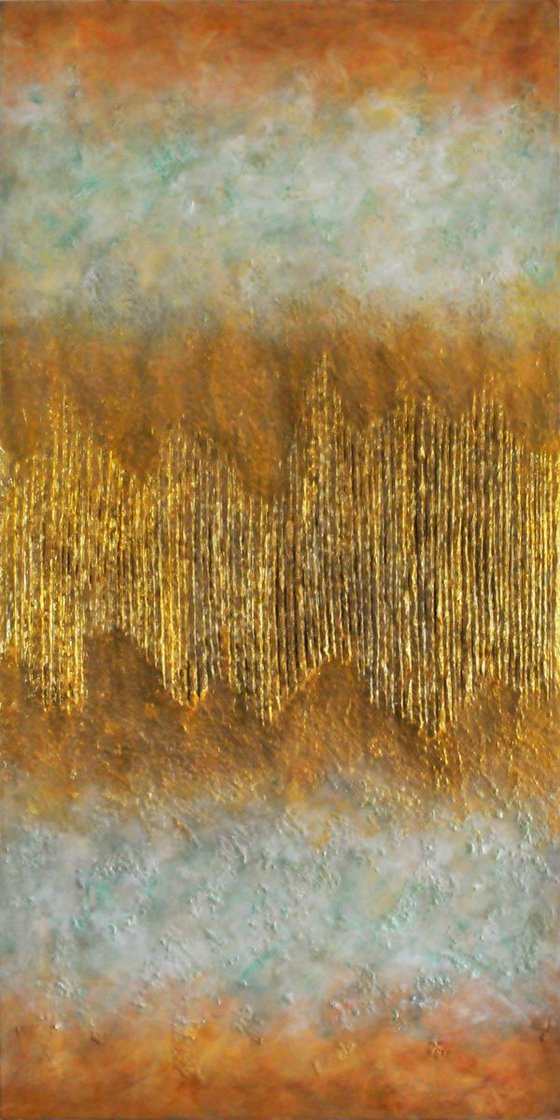 Abstract Original Painting with Gold Paint 60×120 cm