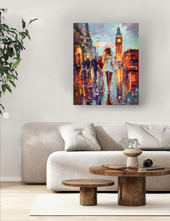 London Rainy Evening Stroll