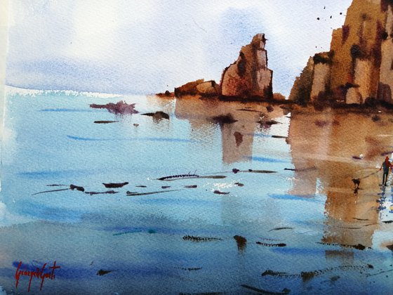 walking on the seashore