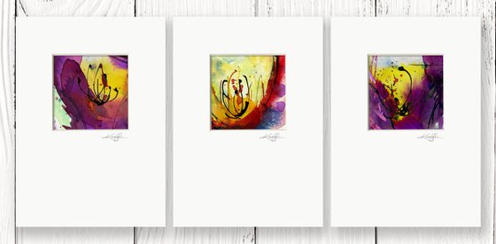 Soul Flower Collection 5 - 3 Flower Paintings by Kathy Morton Stanion