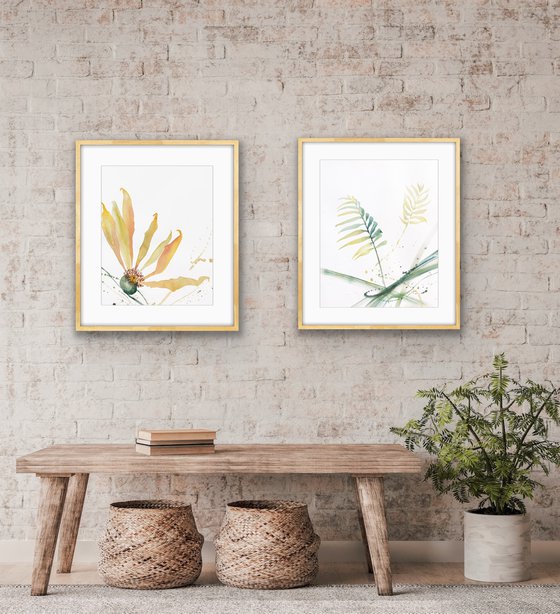 Bright. Floral shades. A series of abstract original watercolors in pastel colors.
