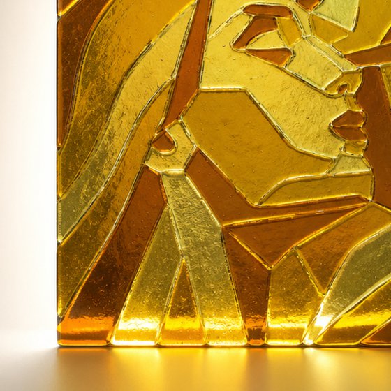 Amber Lovers, Fused Glass Portrait