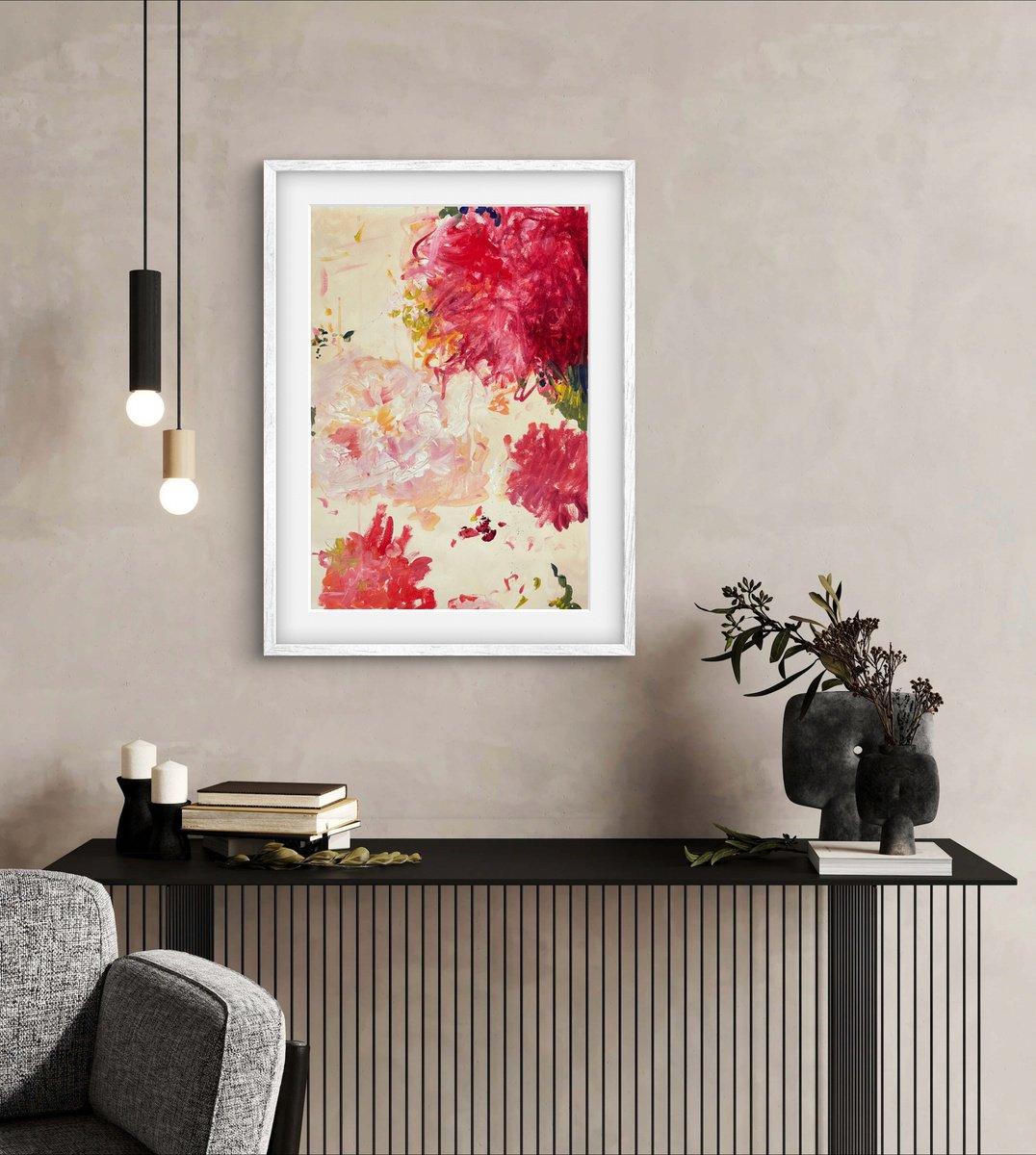 Expressive Botanical Acrylic Painting By Maiia Axton, 16 X 23", End Of Summer 4, Original Artwork