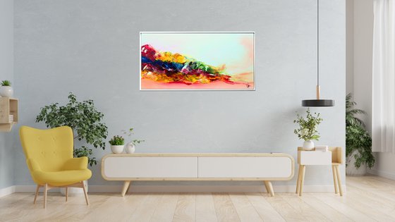 Summer games - colourful abstract painting in frame