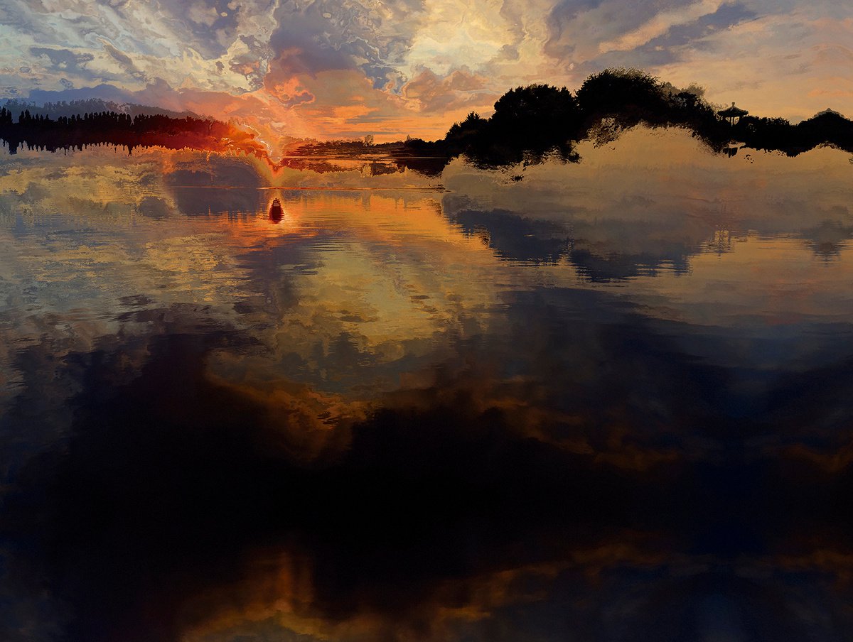 Abstract Landscape Print By Javier Diaz, 79 X 60, Lago/Xl Large Original Artwork, Original Artwork