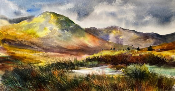 Watercolors hills of Scotland