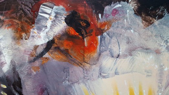 GESTURAL SINGULAR SPONTANE ONEIRIC STILL LIFE BY KLOSKA O ROMANIAN PAINTER