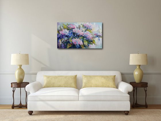 Painting Hydrangeas, Bouquet of flowers, flowering hydrangea