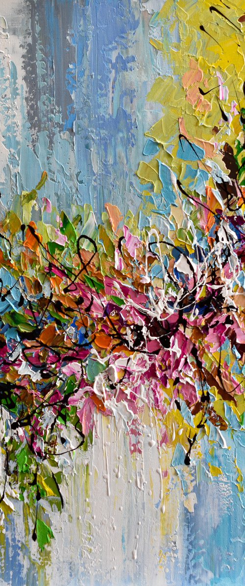 Autumn Bloom - Abstract Floral Painting, Impasto palette knife artwork by Olga Tkachyk