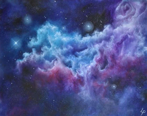 And May God's Love Be With You - Finger-painted Space Art