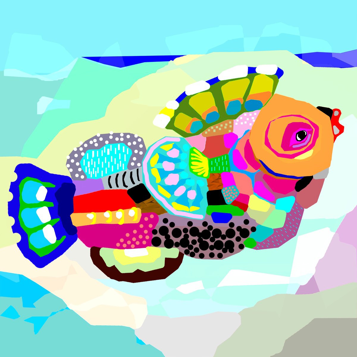 Impressionistic Giclee Print , Fish 4 By Alejos, 17 X 17, Artwork For Sale On Artfinder