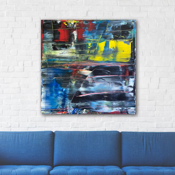 "Hot and Bothered" - Original PMS Large Abstract Acrylic Painting On Canvas - 36" x 36"