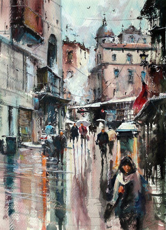 Market in the Rain