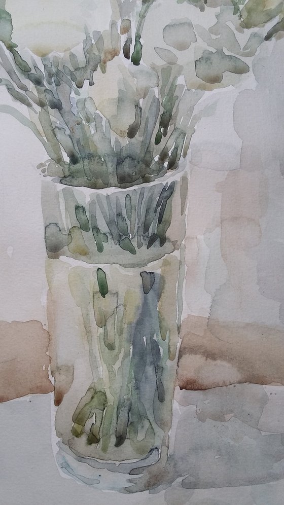 White carnation. Original watercolour painting 2020