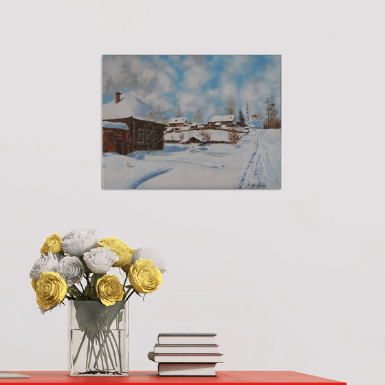Snowy Village Landscape