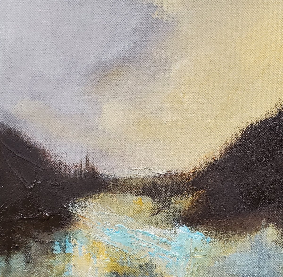 Impressionistic Landscape Acrylic Painting By Niyati Jiwani, 10 X 10", Untold Stories, Original Artwork