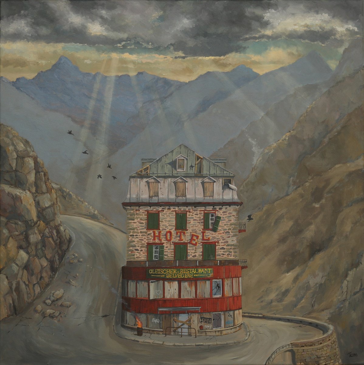 Landscape Oil Painting By Tom Clay, 31 X 31", When The Glaciers Have Melted, Original Artwork