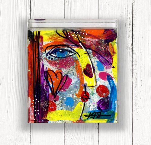 Mixed Media Funky Face 30 by Kathy Morton Stanion