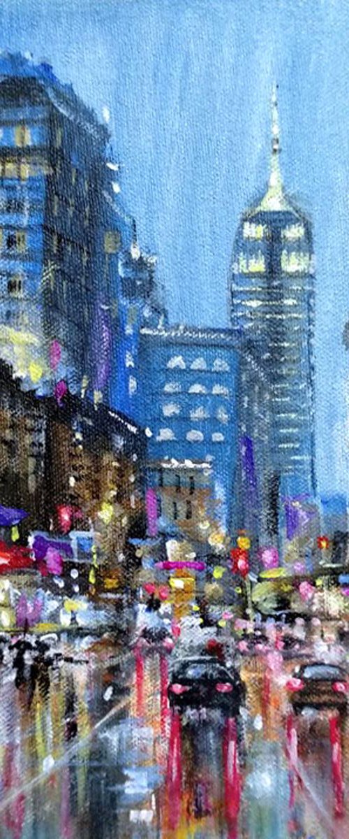 New York city evening  rain by Vishalandra Dakur