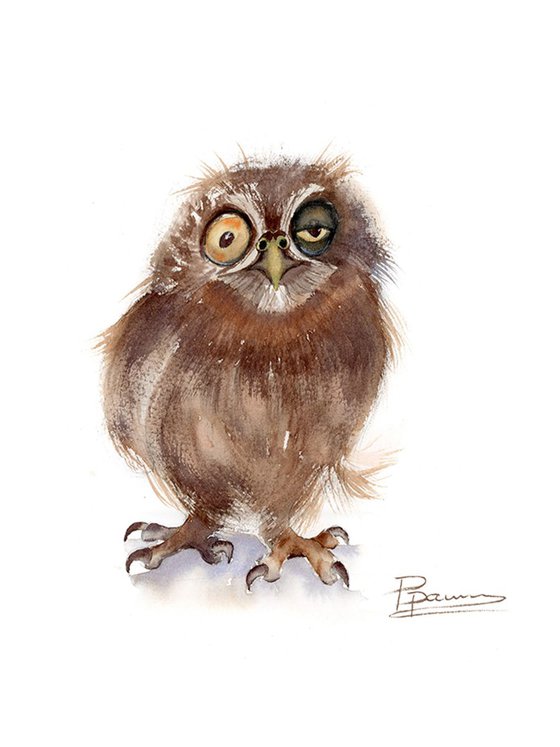 Whimsical baby Owl