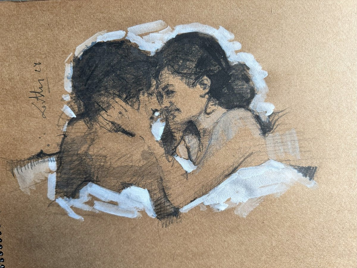 Impressionistic Pencil Drawing , Lovers By Marco Ortolan, 10 X 7, Artwork For Sale On Artfinder