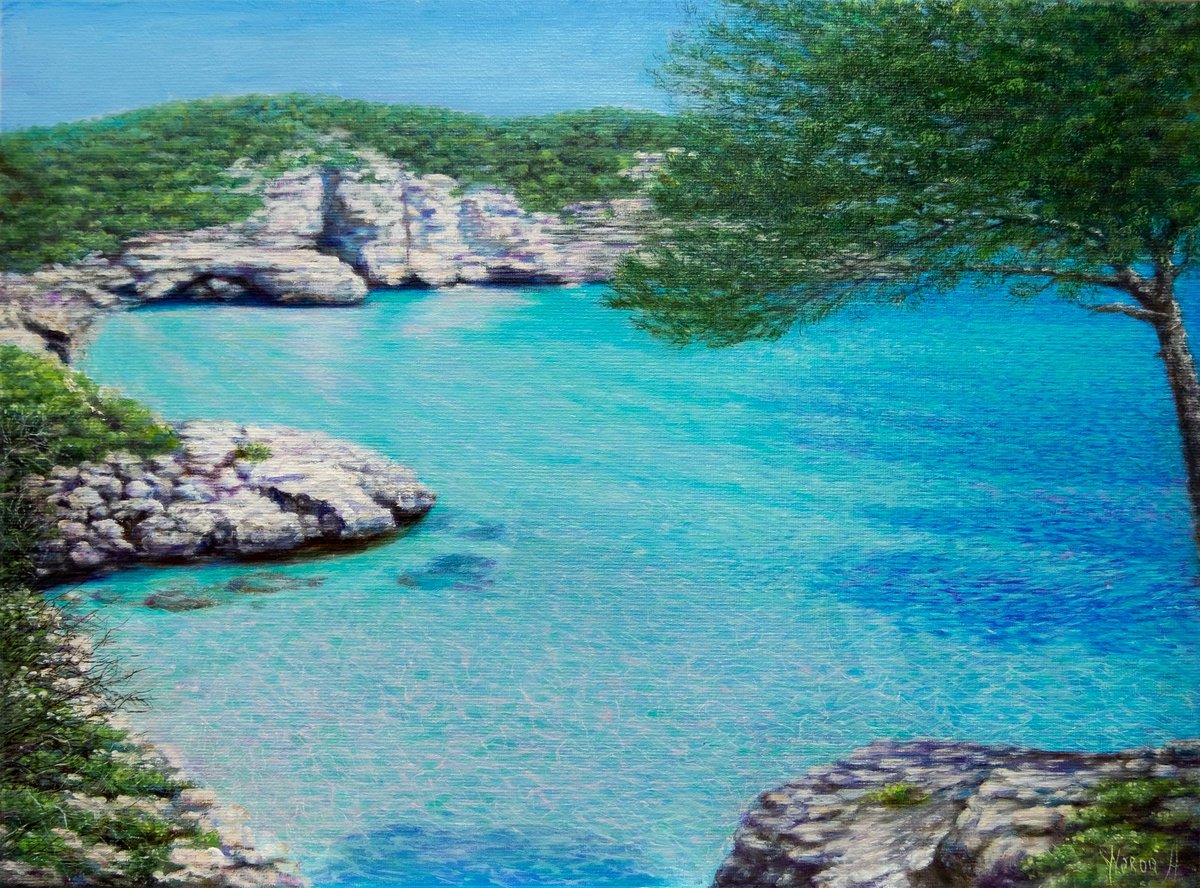Landscape Oil Painting By Anastasia Woron, 16 X 12, Coves Of Menorca., Original Artwork