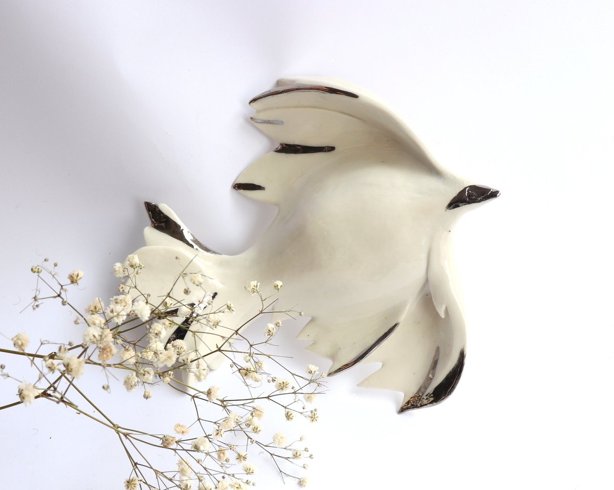 Dove,bird of the peace,hanging oh the wall sculpture. by Gallery Sonja Bikic