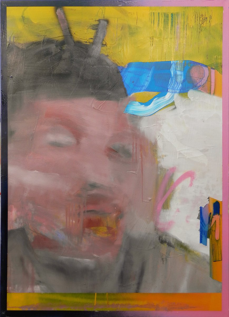 Urban And Pop Portrait Oil Painting By Milos Hronec, 31 X 43", New Generation 6, Original Artwork