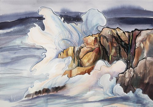 Waves and cliffs by Alla Vlaskina