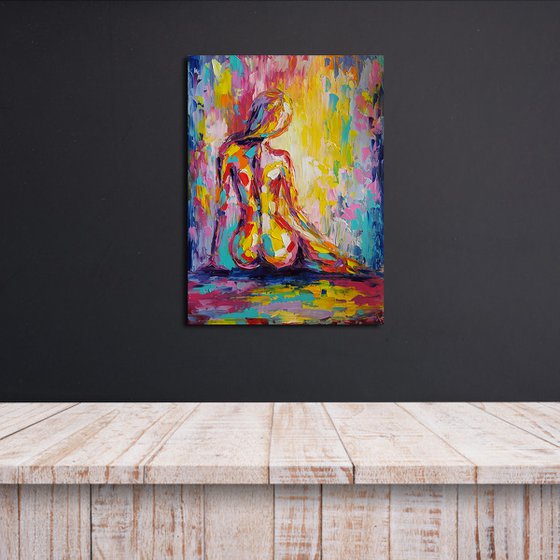 Relaxation - nude, erotic, nu, body, woman, woman body, oil painting, gift for him, gift for man, nu