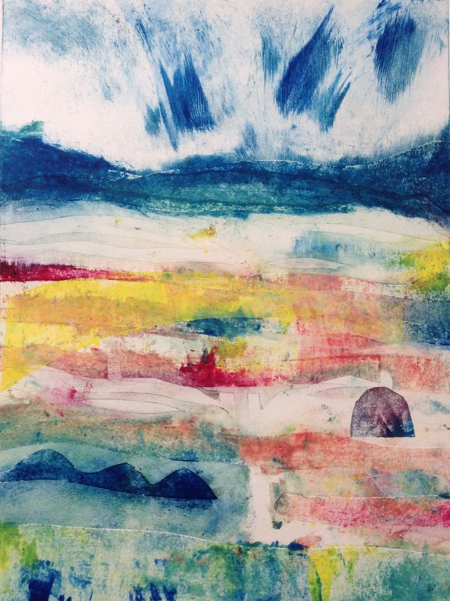 Abstract Landscape Limited Edition Print By Sandra Haney, 14 X 20", Machico Landscape 1, Original Artwork