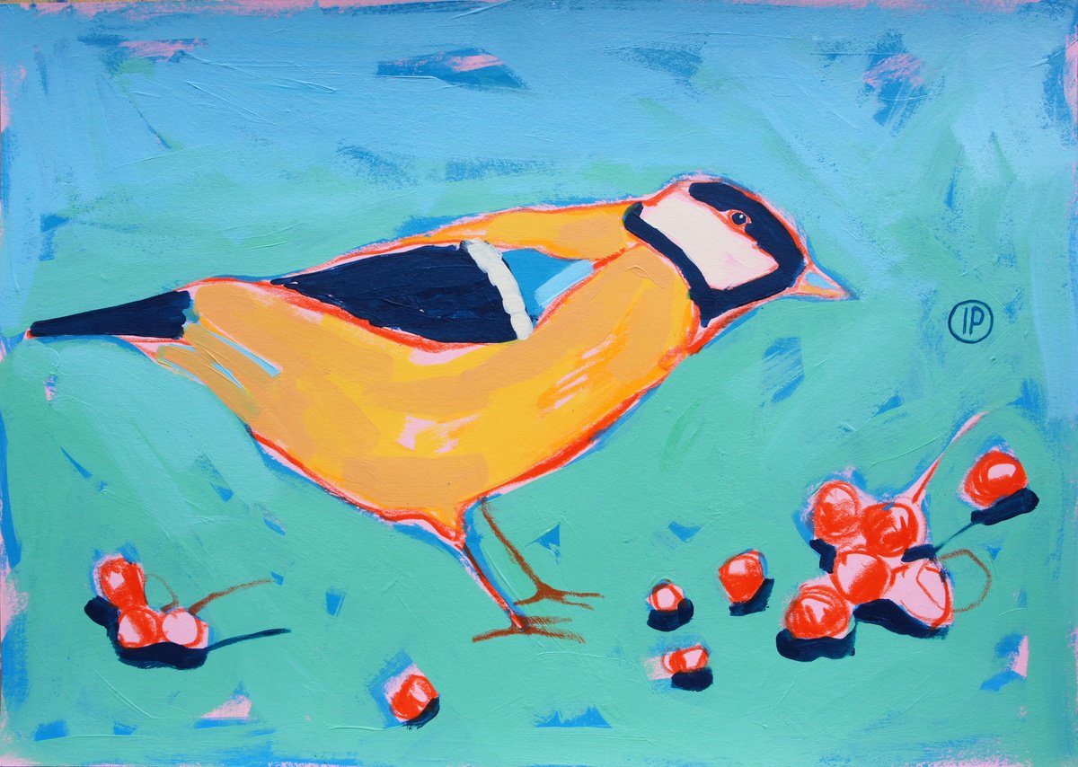 Impressionistic Animal Painting By Irina Plaksina, 12 X 8, My Sweet Bird, Original Artwork