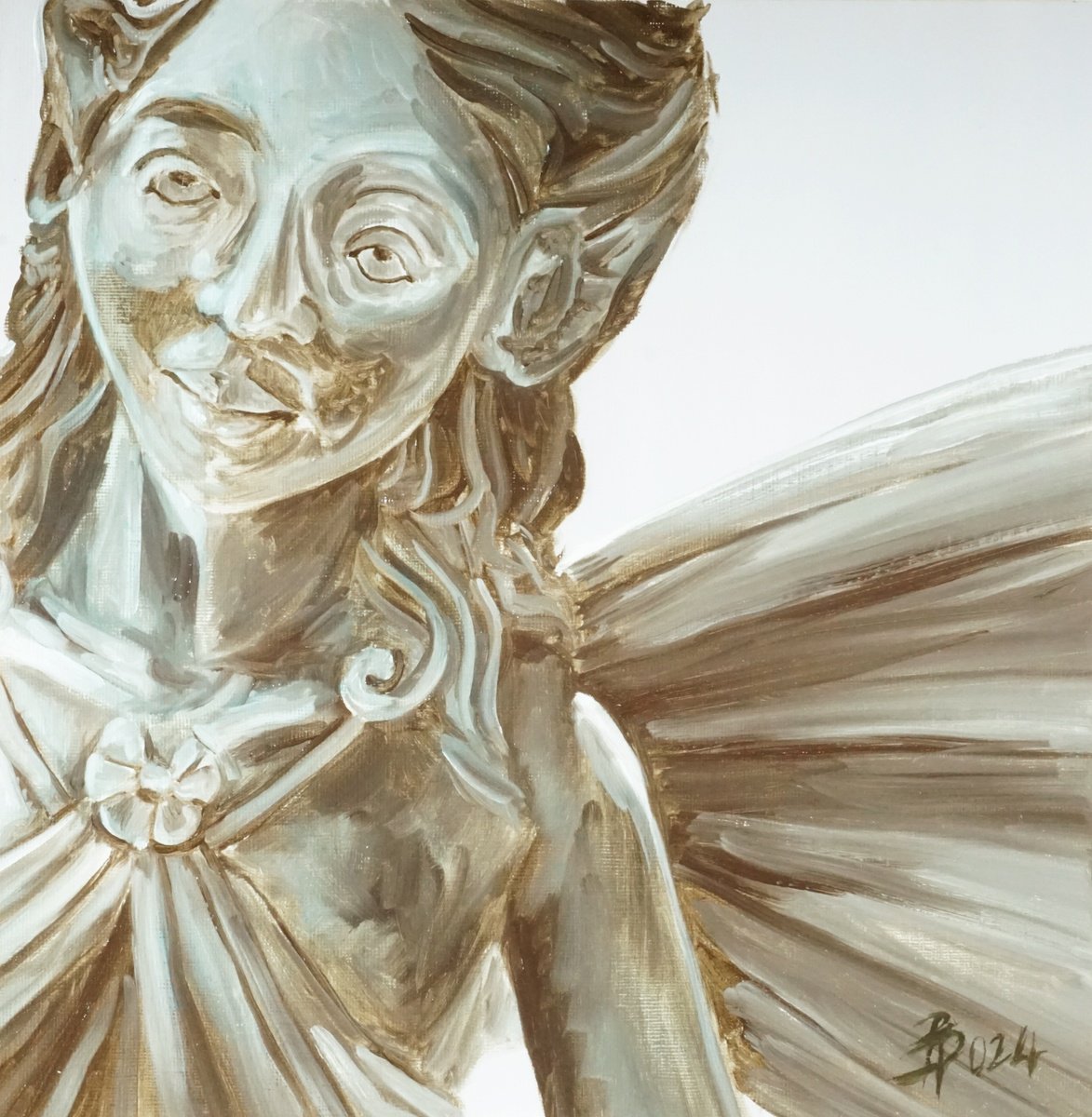 Expressive Portrait Oil Painting By Paolo Borile, 11 X 11", Dream #3, Original Artwork