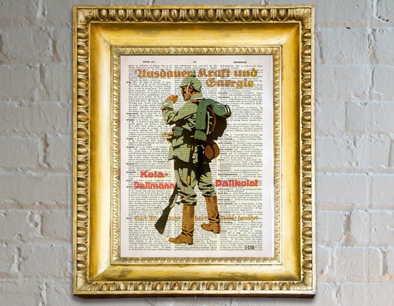 Kola-Dallmann Dallkolat - Collage Art Print on Large Real English Dictionary Vintage Book Page