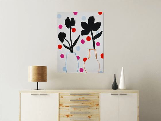 Flowers Polka Dot Background