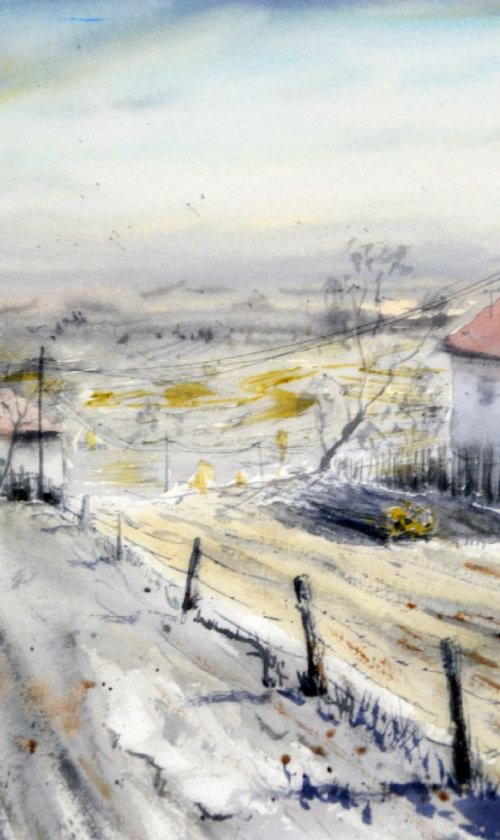 Wideness - original watercolor landscape painting by Nenad Kojić by Nenad Kojić watercolorist