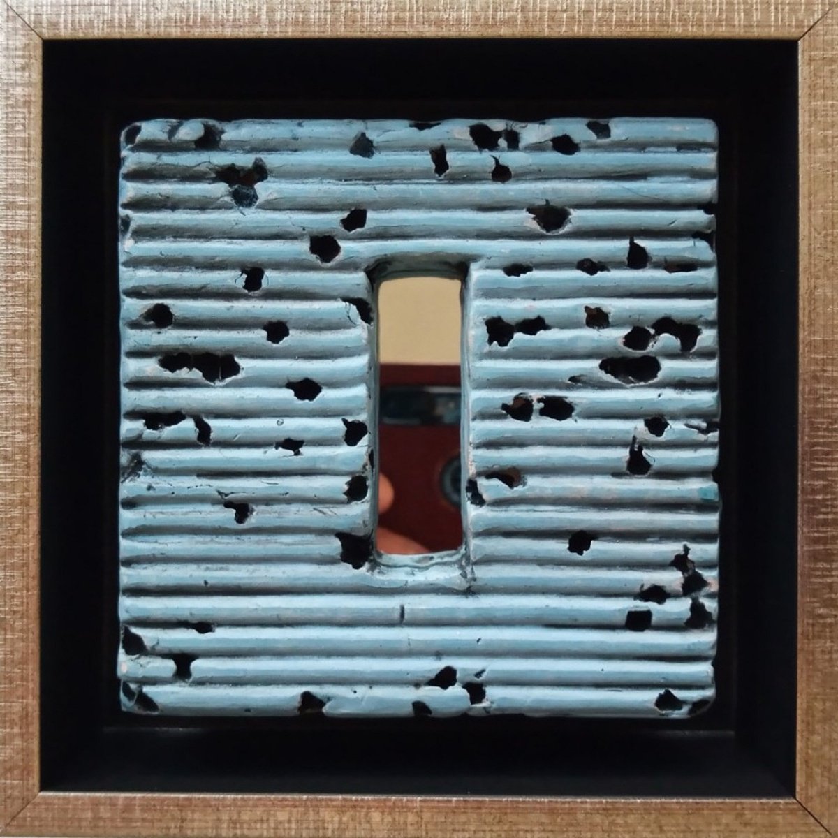 Geometric Abstract Relief By Rossitza Trendafilova, 5 X 5", "Small Mirror Ii", Original Artwork