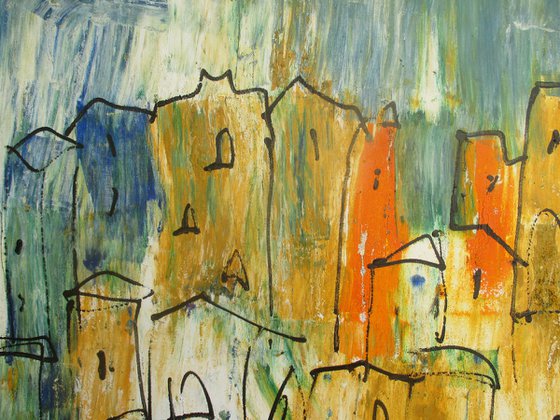 mediterrian citylife xl Acrylpainting 31,4 x 55,2 inch