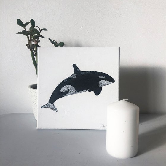 Orca - pointillism painting