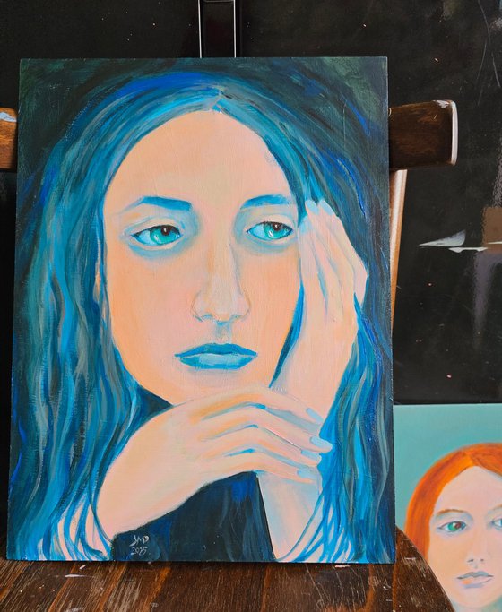 Woman portrait in blue