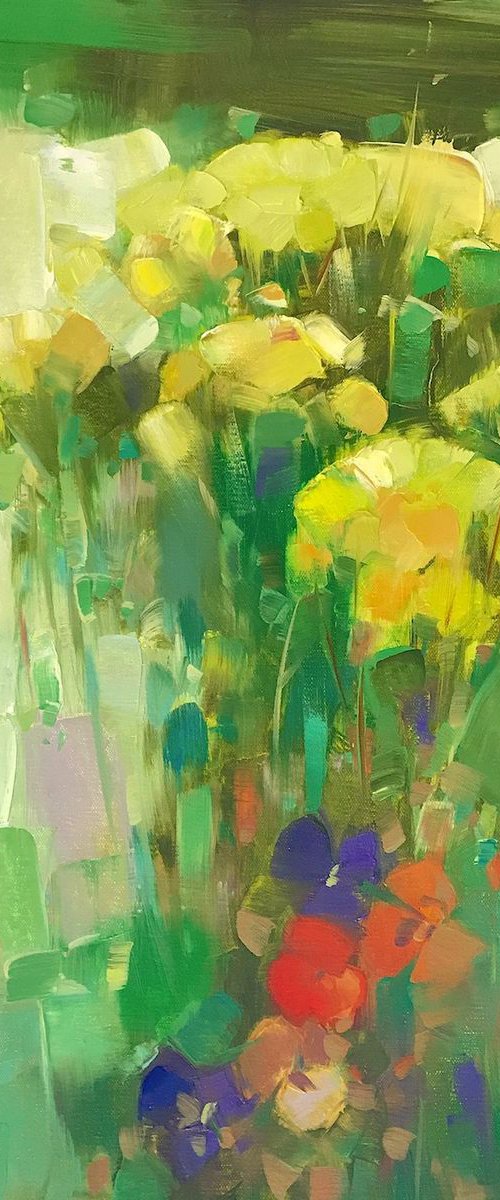 Bouquet of Flowers, Oil painting, One of a kind, Handmade artwork by Vahe Yeremyan