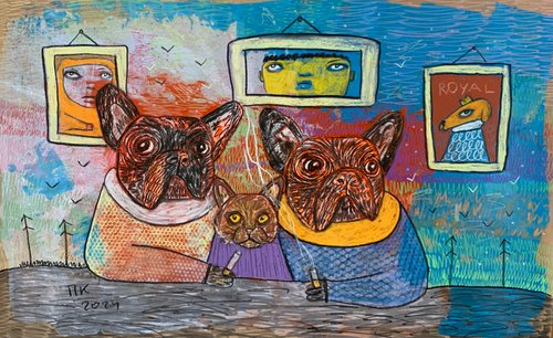 Saint French bulldogs #3 by Pavel Kuragin
