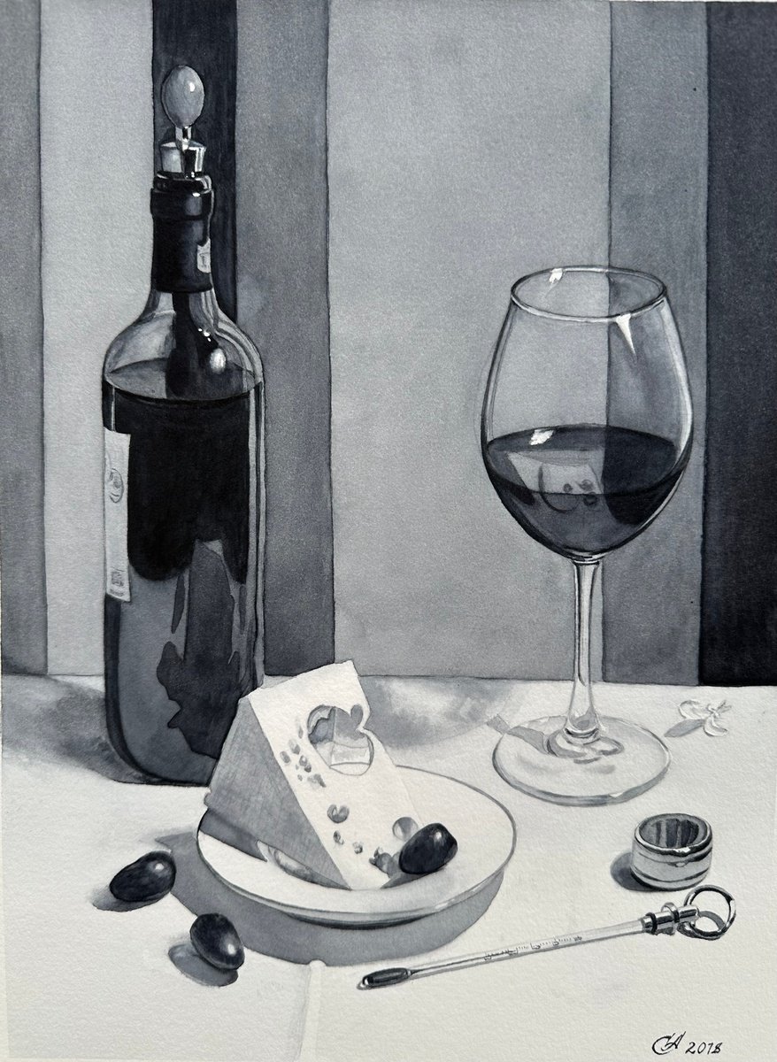 Still life with Wine by Alla Semenova