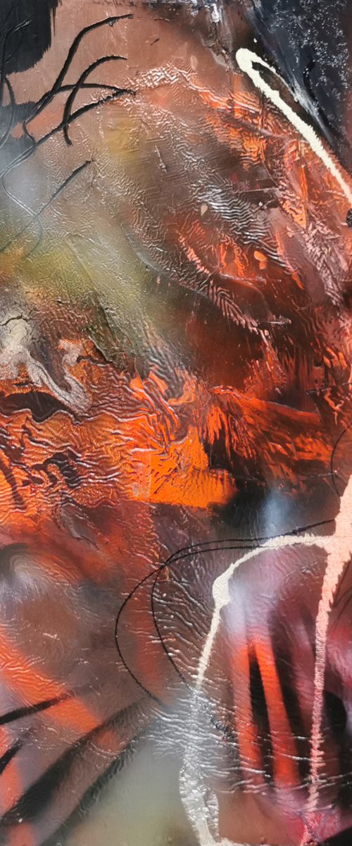 Heart pounding incandescent beautiful large abstract painting by  Kloska by Kloska Ovidiu